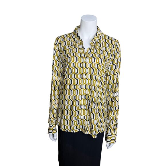 Nili Lotan Blouse Women's XL Geonetric Long Sleeve Buttoned - Picture 5 of 5